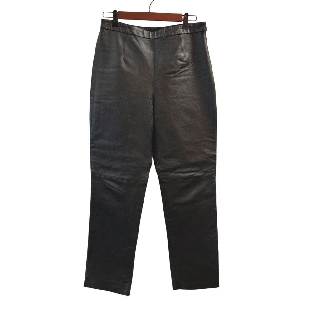Clio Women’s Black Straight Leg Leather Pants Size 10